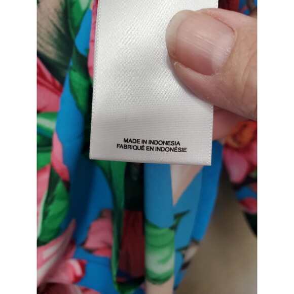 Expres Portofino Slim Tropical Print Roll-Tab Sleeve Button-Up Shirt Size Small - Picture 5 of 6